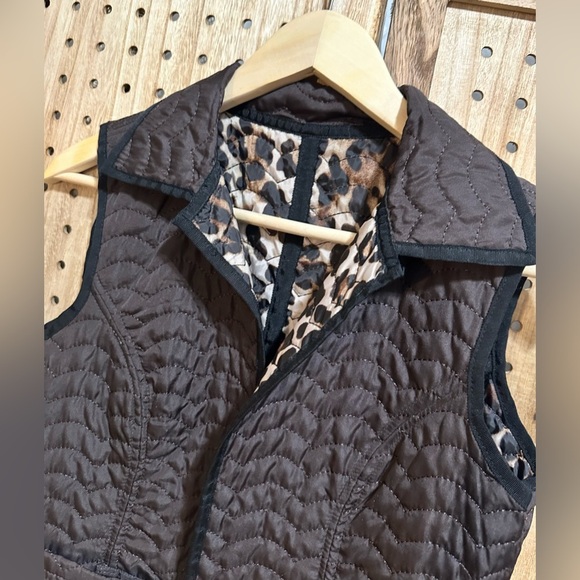 The North Face Reversible Quilted Vest Brown & Leopard S - Picture 3 of 6